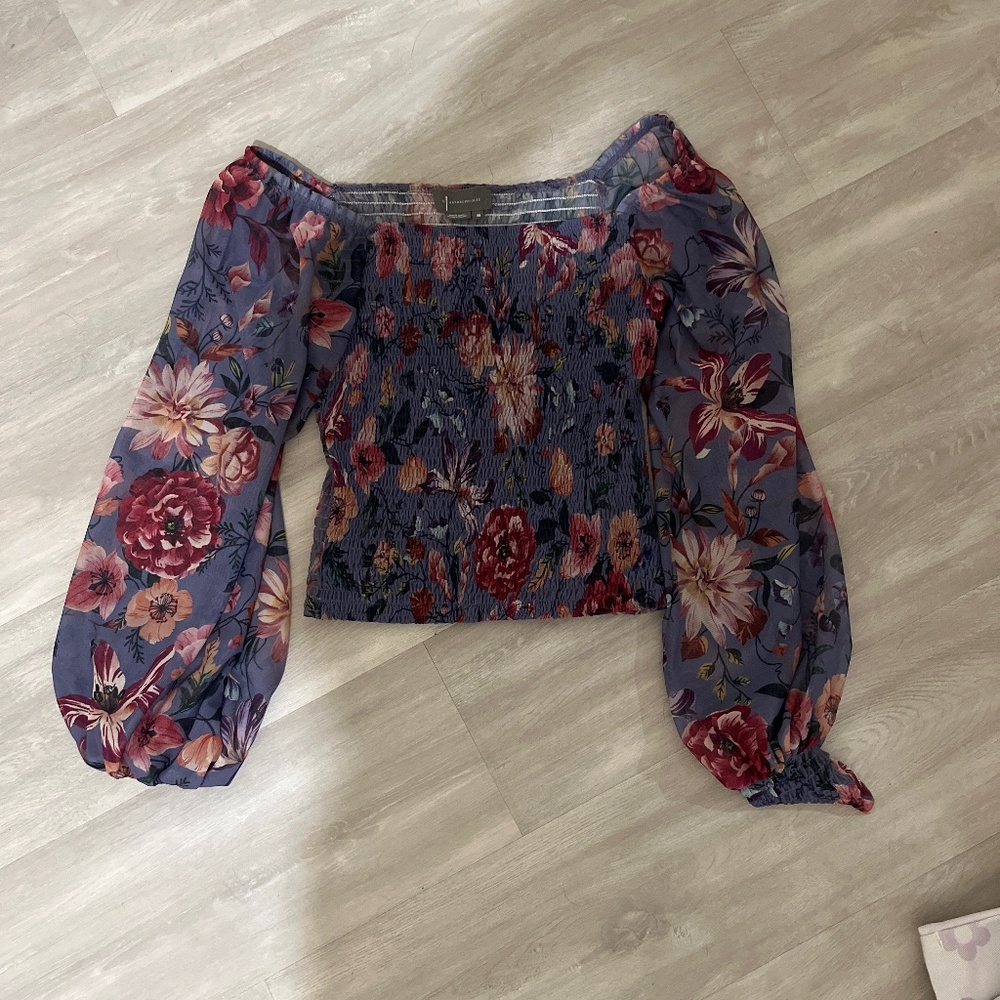 Anthropologie Purple long sleeve floral shirt